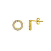 Sterling Silver Zirconia Circle Round Earrings